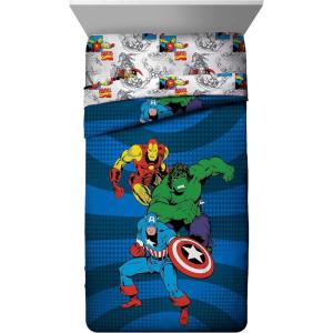 imageMarvel Avengers Good Guys TwinFull Comforter  Super Soft Kids Reversible Bedding features Iron Man Hulk Captain America and Spiderman  Fade Resistant Polyester Official Marvel Product