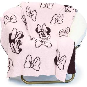 imageJay Franco Disney Minnie Mouse Feather Knit Fluffy Throw Blanket for Girls  Light Pink Bows Fuzzy Blanket Measures 50 x 60 inch  Super Soft Lightweight BeddingLight Pink  Minnie Mouse