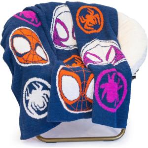 imageJay Franco Disney Minnie Mouse Feather Knit Fluffy Throw Blanket for Girls  Light Pink Bows Fuzzy Blanket Measures 50 x 60 inch  Super Soft Lightweight BeddingBlue  Spidey and Friends