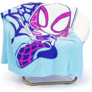 imageJay Franco Disney Minnie Mouse Feather Knit Fluffy Throw Blanket for Girls  Light Pink Bows Fuzzy Blanket Measures 50 x 60 inch  Super Soft Lightweight BeddingBlue  Ghost Spider