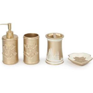 imageJay Franco Disney Minnie Mouse Organizer Set  4 Piece Pink Accessories Includes Resin Soap Dispenser Soap Dish Toothbrush Holder and Tumbler  Bathroom DcorGold  Harry Potter