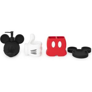 imageJay Franco Disney Minnie Mouse Organizer Set  4 Piece Pink Accessories Includes Resin Soap Dispenser Soap Dish Toothbrush Holder and Tumbler  Bathroom DcorMulti  Mickey Mouse