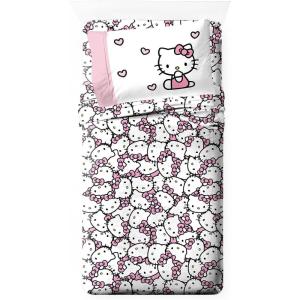 imageJay Franco Kids Sheet Set with Fitted Flat Sheets ampamp Pillow Cover  UltraSoft Bedding with Pillowcase for Room Decor White  Mickey Mouse 4 Piece FullMulti  Hello Kitty