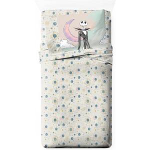 imageJay Franco Sheet Set with Fitted Flat Sheets ampamp Pillow Cover  UltraSoft Bedding with Pillowcase for Room Decor Beige  Fantastic Four 3 Piece TwinBeige  Nightmare Before Christmas