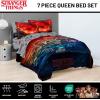 imageJay Franco Kids Comforter Set Includes Sheets and Pillow Covers  Soft and Cozy Bed Set for Stylish Room Decor Black  Marvel Comics 7 Piece Queen Size BeddingMulti  Stranger Things