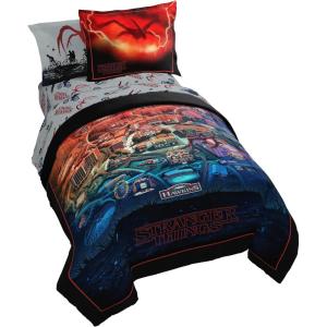 imageJay Franco Kids Comforter Set Includes Sheets and Pillow Covers  Soft and Cozy Bed Set for Stylish Room Decor Black  Marvel Comics 7 Piece Queen Size BeddingMulti  Stranger Things