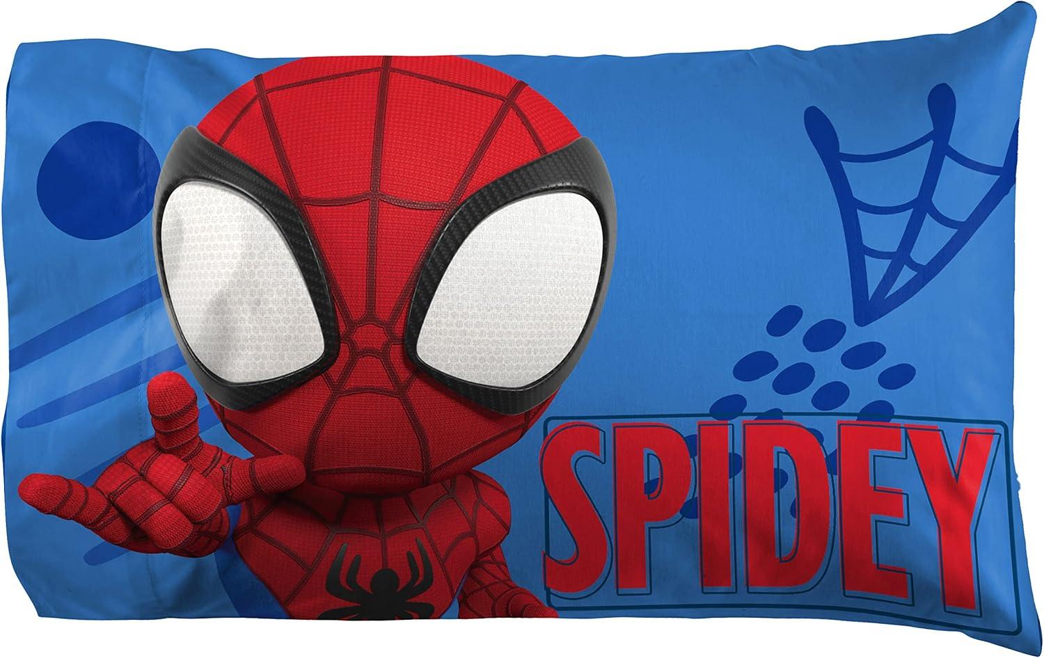 imageJay Franco Kids Sheet Set with Fitted Flat Sheets ampamp Pillow Cover  UltraSoft Bedding with Pillowcase for Room Decor Multi Color  Descendants 4 Piece QueenWhite  Spidey  Friends