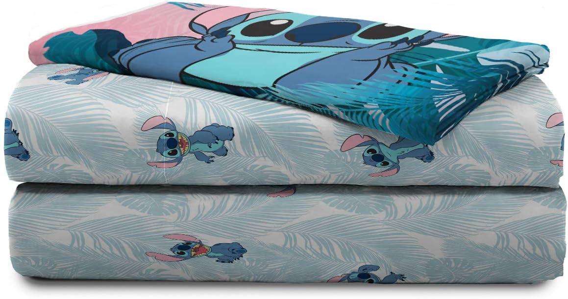 imageJay Franco Kids Sheet Set with Fitted Flat Sheets ampamp Pillow Cover  UltraSoft Bedding with Pillowcase for Room Decor Multi Color  Descendants 4 Piece QueenTeal  Lilo  Stitch