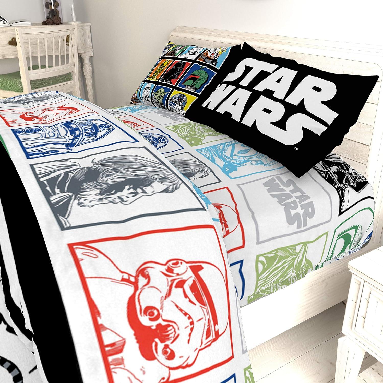 imageJay Franco Kids Sheet Set with Fitted Flat Sheets ampamp Pillow Cover  UltraSoft Bedding with Pillowcase for Room Decor Multi Color  Descendants 4 Piece QueenMulti  Star Wars