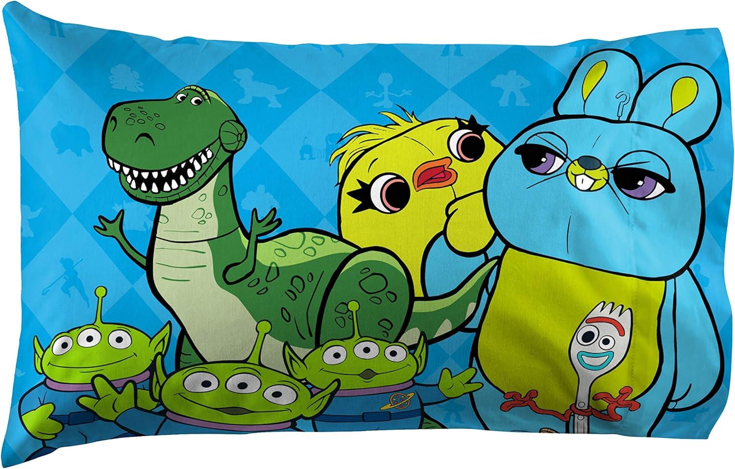 imageJay Franco Kids Sheet Set with Fitted Flat Sheets ampamp Pillow Cover  UltraSoft Bedding with Pillowcase for Room Decor Multi Color  Descendants 4 Piece QueenWhite  Toy Story