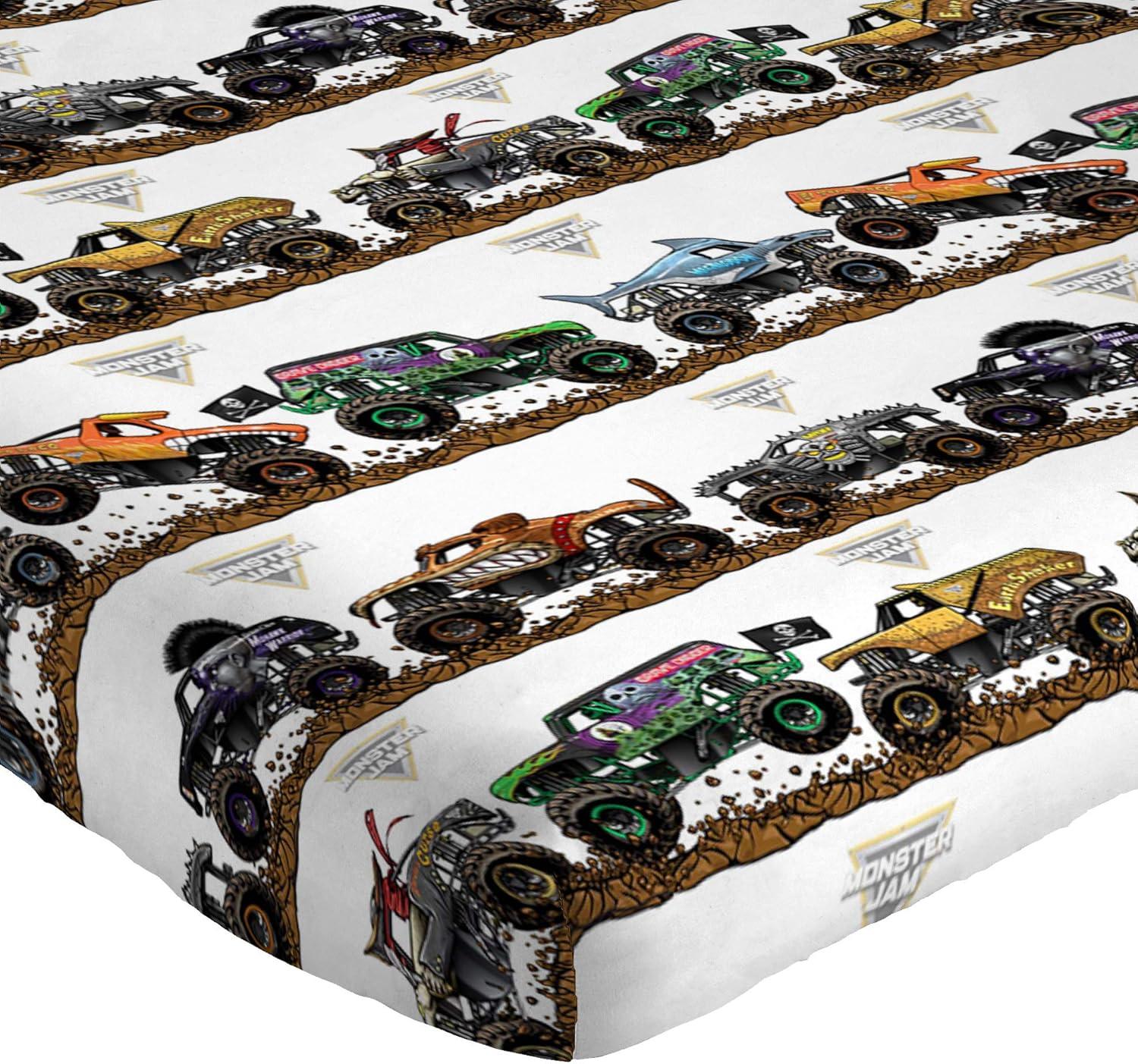 imageJay Franco Kids Sheet Set with Fitted Flat Sheets ampamp Pillow Cover  UltraSoft Bedding with Pillowcase for Room Decor Multi Color  Descendants 4 Piece QueenMulti  Monster Jam