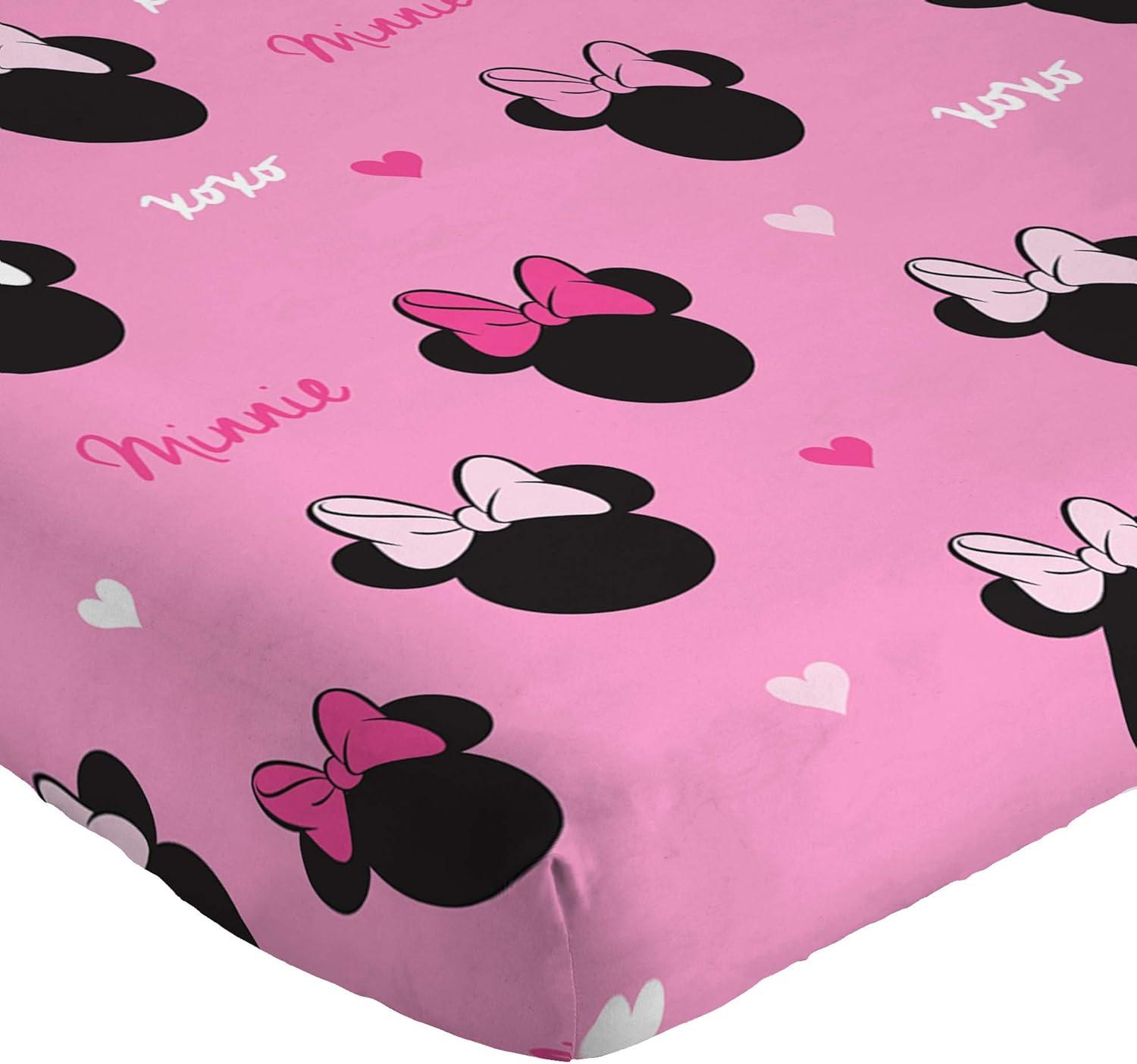 imageJay Franco Kids Sheet Set with Fitted Flat Sheets ampamp Pillow Cover  UltraSoft Bedding with Pillowcase for Room Decor Multi Color  Descendants 4 Piece QueenPink  Minnie Mouse
