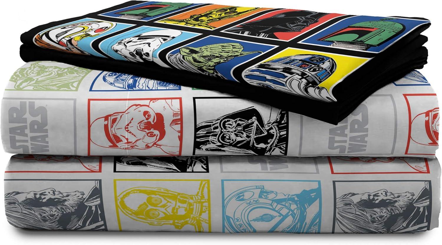 imageJay Franco Kids Sheet Set with Fitted Flat Sheets ampamp Pillow Cover  UltraSoft Bedding with Pillowcase for Room Decor Multi Color  Descendants 4 Piece QueenMulti  Star Wars