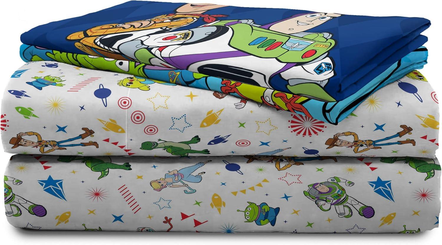 imageJay Franco Kids Sheet Set with Fitted Flat Sheets ampamp Pillow Cover  UltraSoft Bedding with Pillowcase for Room Decor Multi Color  Descendants 4 Piece QueenWhite  Toy Story