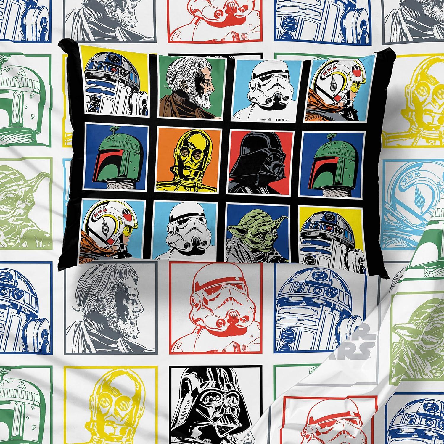 imageJay Franco Kids Sheet Set with Fitted Flat Sheets ampamp Pillow Cover  UltraSoft Bedding with Pillowcase for Room Decor Multi Color  Descendants 4 Piece QueenMulti  Star Wars