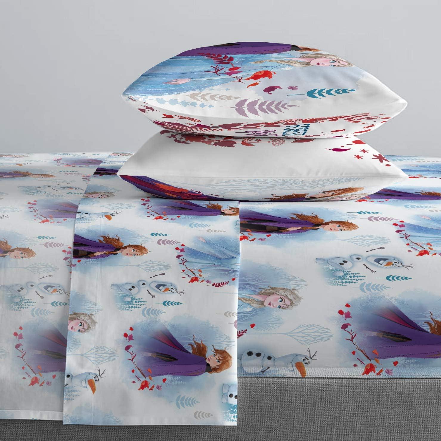 imageJay Franco Kids Sheet Set with Fitted Flat Sheets ampamp Pillow Cover  UltraSoft Bedding with Pillowcase for Room Decor Multi Color  Descendants 4 Piece QueenFrozen 2 Spirit