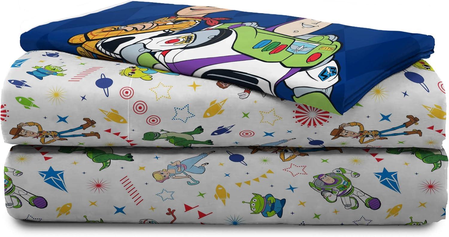 imageJay Franco Kids Sheet Set with Fitted Flat Sheets ampamp Pillow Cover  UltraSoft Bedding with Pillowcase for Room Decor Multi Color  Descendants 4 Piece QueenWhite  Toy Story