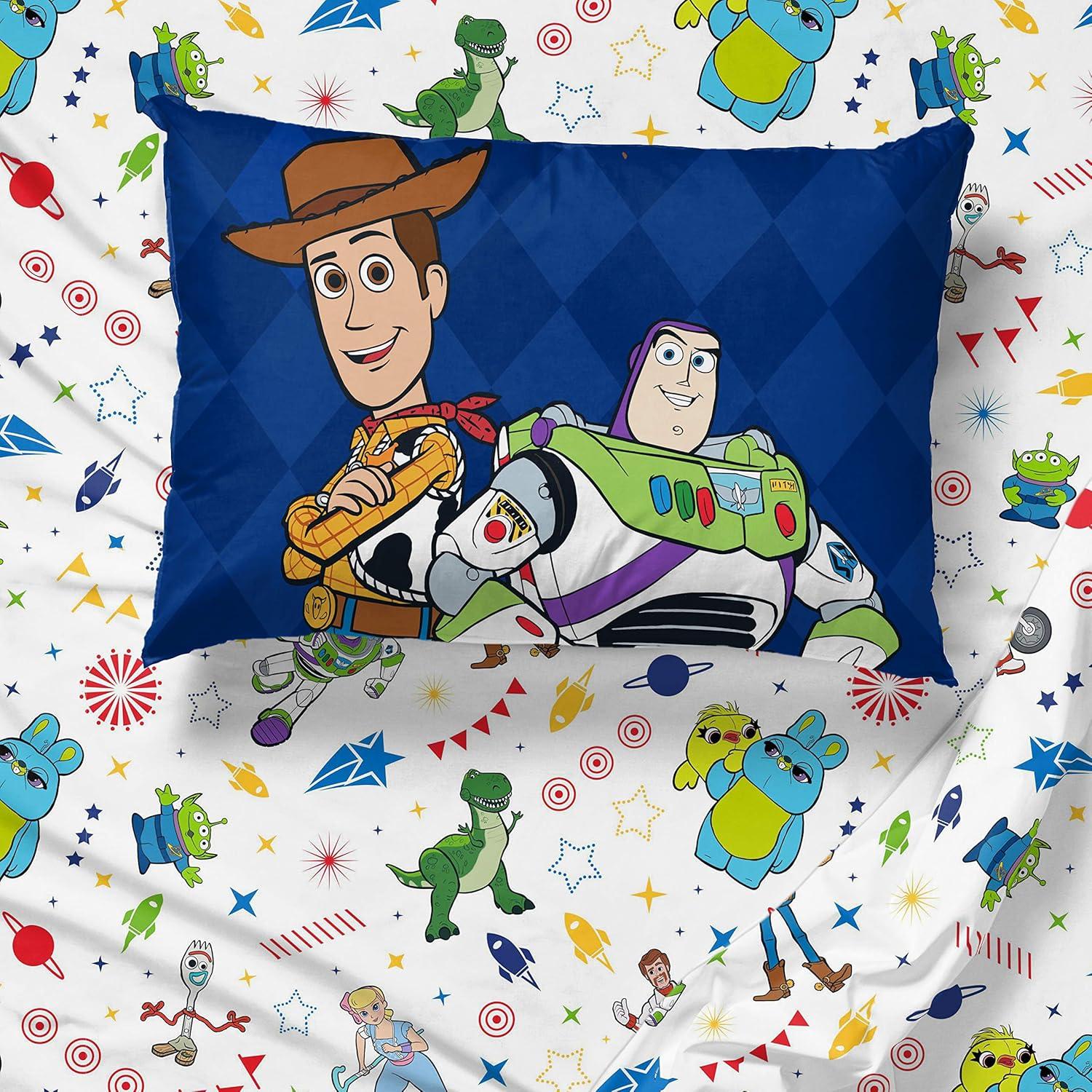 imageJay Franco Kids Sheet Set with Fitted Flat Sheets ampamp Pillow Cover  UltraSoft Bedding with Pillowcase for Room Decor Multi Color  Descendants 4 Piece QueenWhite  Toy Story