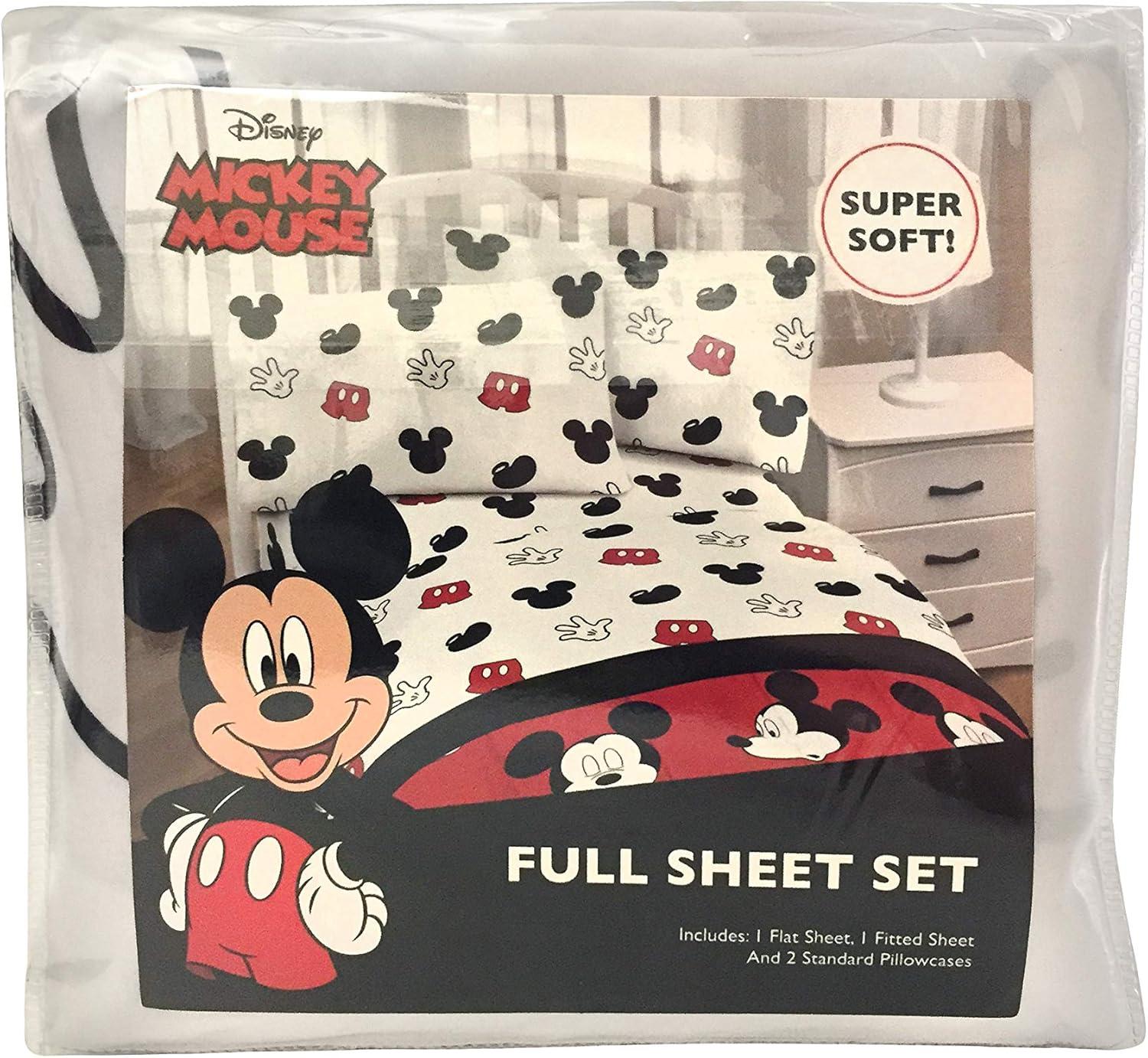 imageJay Franco Kids Sheet Set with Fitted Flat Sheets ampamp Pillow Cover  UltraSoft Bedding with Pillowcase for Room Decor Multi Color  Descendants 4 Piece QueenWhite  Mickey Mouse