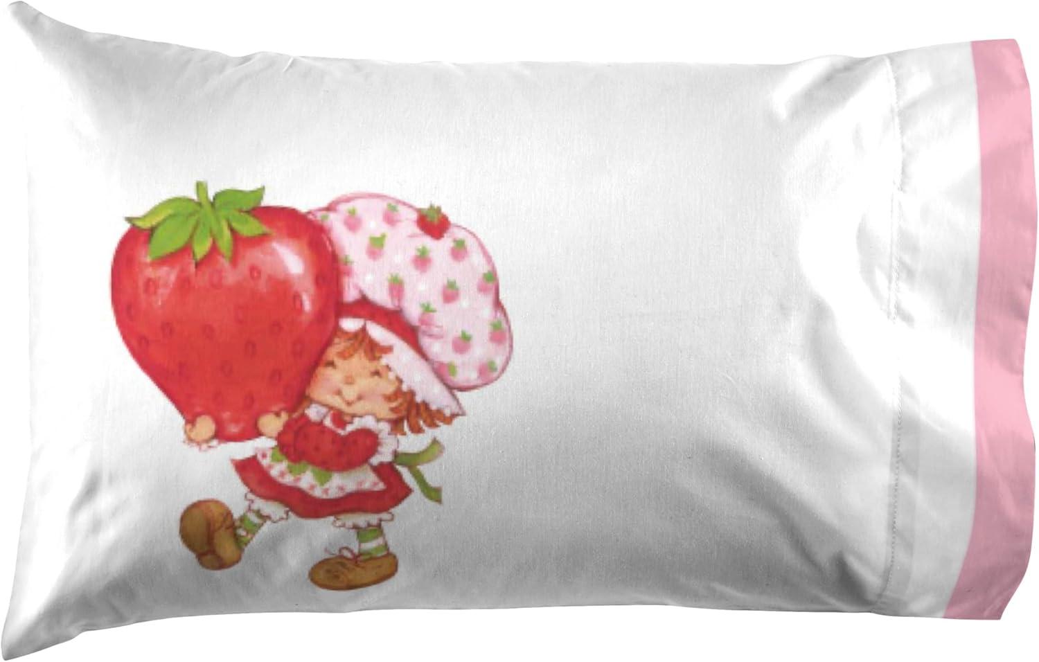 imageJay Franco Kids Sheet Set with Fitted Flat Sheets ampamp Pillow Cover  UltraSoft Bedding with Pillowcase for Room Decor Multi Color  Descendants 4 Piece QueenWhite  Strawberry Shortcake