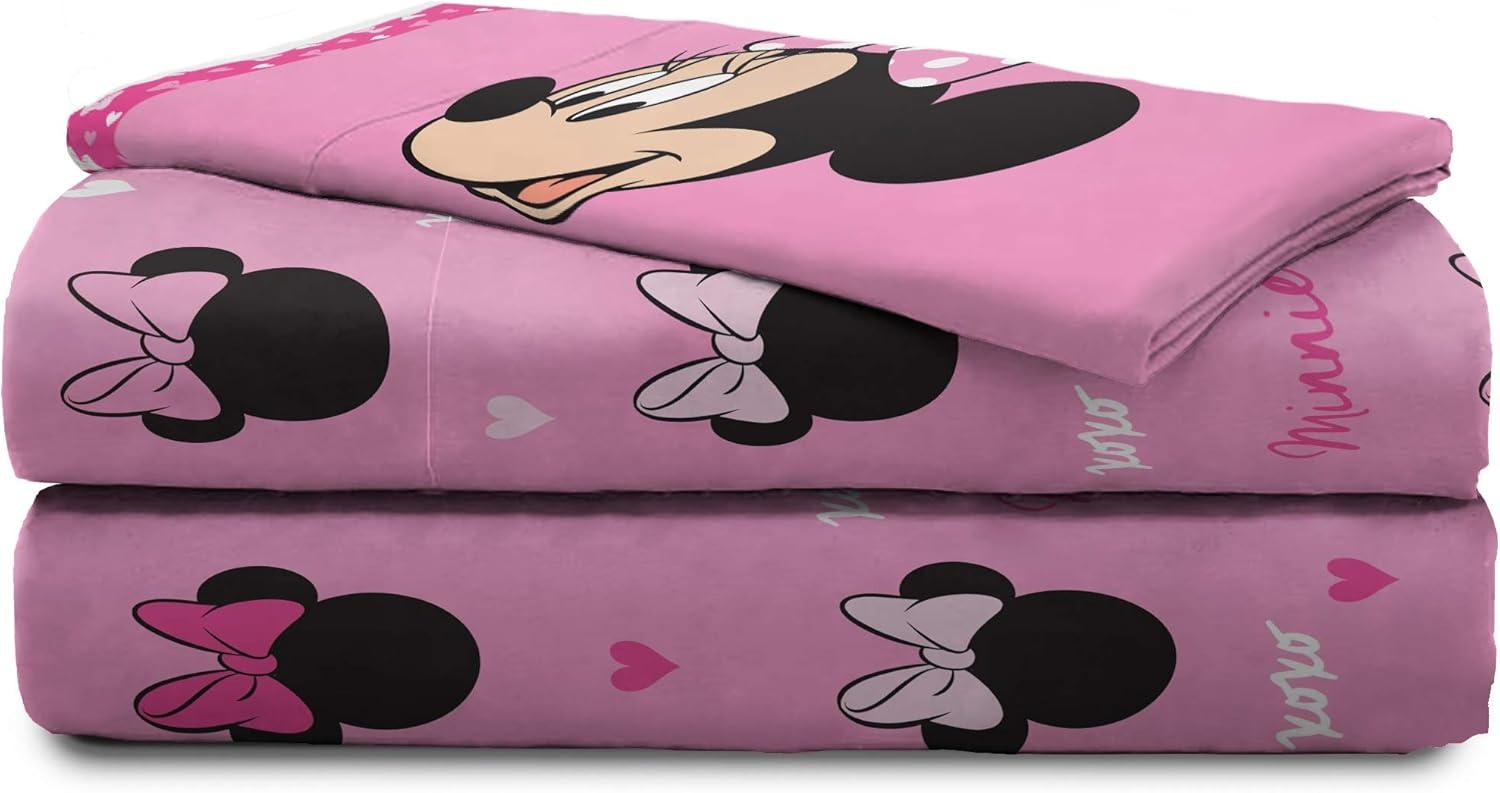 imageJay Franco Kids Sheet Set with Fitted Flat Sheets ampamp Pillow Cover  UltraSoft Bedding with Pillowcase for Room Decor Multi Color  Descendants 4 Piece QueenPink  Minnie Mouse