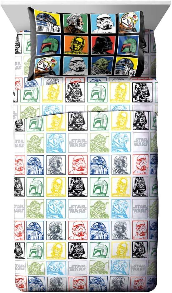 imageJay Franco Kids Sheet Set with Fitted Flat Sheets ampamp Pillow Cover  UltraSoft Bedding with Pillowcase for Room Decor Multi Color  Descendants 4 Piece QueenStar Wars Classic