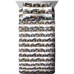 imageJay Franco Kids Sheet Set with Fitted Flat Sheets ampamp Pillow Cover  UltraSoft Bedding with Pillowcase for Room Decor Multi Color  Descendants 4 Piece QueenMulti  Monster Jam