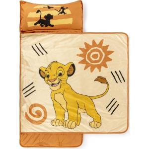 imageJay Franco Kids Nap Mat with Embedded Pillow ampamp Blanket  Soft 46quotx20quot Microfiber Sleeping Bag with Name Tag ampamp Handle for School Travel SleepoverOrange  Lion King