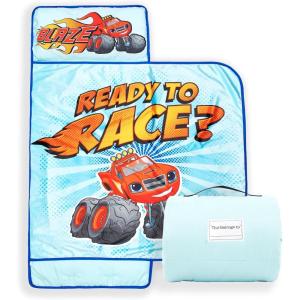 imageJay Franco Kids Nap Mat with Embedded Pillow ampamp Blanket  Soft 46quotx20quot Microfiber Sleeping Bag with Name Tag ampamp Handle for School Travel SleepoverBlue  Blaze