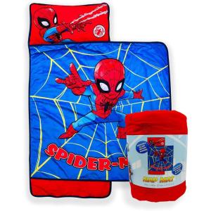 imageJay Franco Kids Nap Mat with Embedded Pillow ampamp Blanket  Soft 46quotx20quot Microfiber Sleeping Bag with Name Tag ampamp Handle for School Travel SleepoverBlue  Spiderman