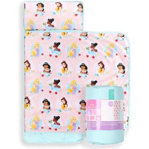 imageJay Franco Kids Nap Mat with Embedded Pillow ampamp Blanket  Soft 46quotx20quot Microfiber Sleeping Bag with Name Tag ampamp Handle for School Travel SleepoverPink  Disney Princess