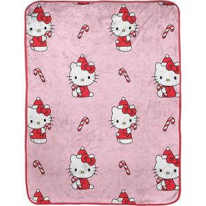 imageJay Franco Hello Kitty Christmas Plush Throw Blanket  45 x 55 Inches Soft ampamp Cozy Fleece Throw for Holiday Bedroom ampamp Couch Dcor Official Licensed Product Pink