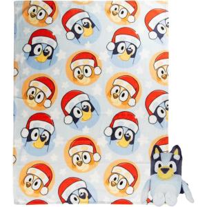 imageJay Franco Kids Christmas Hugger Set  12quot Plush Pillow Buddy ampamp 46quot x 60quot Fleece Throw Blanket UltraSoft Bedding ampamp Travel Set Holiday Bedroom ampamp Couch Dcor Blue  StitchBlue  Bluey