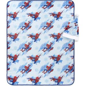 imageJay Franco Santa Hat and Throw Set  2Piece 17quot Inch Holiday Hat and 40quot x 50quot Inch UltraSoft Plush Fleece Blanket Gift SetBlue  Spiderman