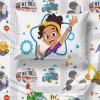 imageJay Franco Kids Sheet Set with Fitted Flat Sheets ampamp Pillow Cover  UltraSoft Bedding with Pillowcase for Room Decor White  Toy Story 4 Piece QueenWhite  Blippi