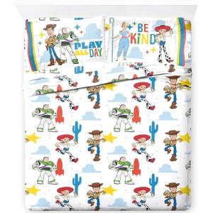 imageJay Franco Kids Sheet Set with Fitted Flat Sheets ampamp Pillow Cover  UltraSoft Bedding with Pillowcase for Room Decor White  Toy Story 4 Piece QueenWhite  Toy Story