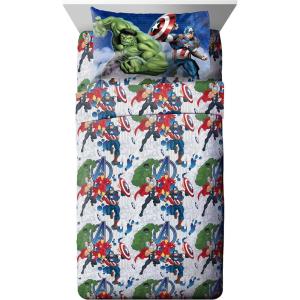 imageJay Franco Kids Sheet Set with Fitted Flat Sheets ampamp Pillow Cover  UltraSoft Bedding with Pillowcase for Room Decor White  Toy Story 4 Piece QueenBlue  Avengers