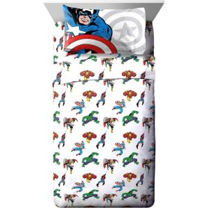 imageJay Franco Kids Sheet Set with Fitted Flat Sheets ampamp Pillow Cover  UltraSoft Bedding with Pillowcase for Room Decor White  Toy Story 4 Piece QueenWhite  Avengers
