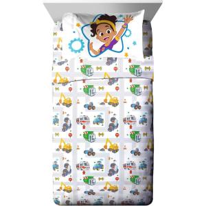 imageJay Franco Kids Sheet Set with Fitted Flat Sheets ampamp Pillow Cover  UltraSoft Bedding with Pillowcase for Room Decor White  Toy Story 4 Piece QueenWhite  Blippi