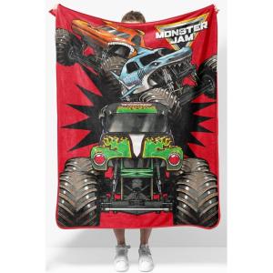 imageJay Franco Kids Plush Throw Blanket  Soft ampamp Cozy Fleece Throw for Bedroom ampamp Couch Dcor Official Licensed Product Blue  Toy Story 40x50  Travel BlanketRed  Monster Jam