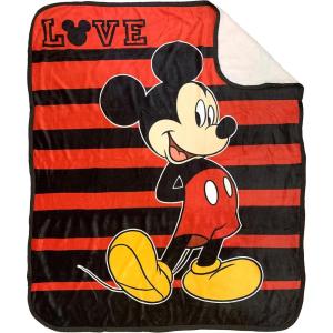 image:imageDisney Mickey Mouse Love Sherpa Throw Blanket  Measures 50 x 60 inches Kids Bedding  Fade Resistant Super Soft  Official Disney ProductMulti  Mickey Mouse