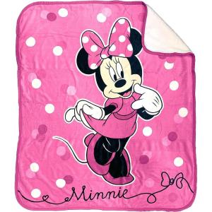 image:imageDisney Mickey Mouse Love Sherpa Throw Blanket  Measures 50 x 60 inches Kids Bedding  Fade Resistant Super Soft  Official Disney ProductPink  Minnie Mouse