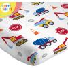 image:imageSunny Side Up Bluey amp Friends Full Sheet Set  4 Piece Kids Bedding Set Includes Pillow Cover  Super Soft Microfiber SheetsWhite  Construction Zone