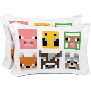 image:imageSunny Side Up Bluey amp Bingo Pack of 2 Reversible Pillowcases  Double Sided Pillow Covers  Kids Super Soft BeddingWhite  Minecraft
