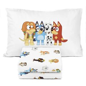image:imageSunny Side Up Bluey amp Friends Full Sheet Set  4 Piece Kids Bedding Set Includes Pillow Cover  Super Soft Microfiber SheetsWhite  Bluey