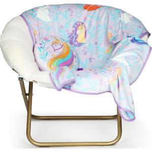 image:imageJay Franco Kids Nogginz Set  12 Inches Nogginz Pillow amp 40 x 50 Inches Cozy Plush Throw Blanket UltraSoft Character Nap Set for Travel Bedroom amp Couch Dcor Gray  BlippiPurple  Unicorn Academy