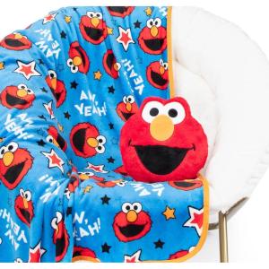 image:imageJay Franco Kids Nogginz Set  12 Inches Nogginz Pillow amp 40 x 50 Inches Cozy Plush Throw Blanket UltraSoft Character Nap Set for Travel Bedroom amp Couch Dcor Gray  BlippiSesame Street