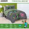 image:imageJay Franco Kids Comforter Set Includes Sheets and Pillow Covers  Soft and Cozy Bed Set for Stylish Room Decor Official Licensed Bedding Blue  PlayStation 7 Piece QueenGrey  Minecraft Movie