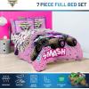 image:imageJay Franco Kids Comforter Set Includes Sheets and Pillow Covers  Soft and Cozy Bed Set for Stylish Room Decor Official Licensed Bedding Blue  PlayStation 7 Piece QueenPink  Monster Jam