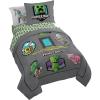image:imageJay Franco Kids Comforter Set Includes Sheets and Pillow Covers  Soft and Cozy Bed Set for Stylish Room Decor Official Licensed Bedding Blue  PlayStation 7 Piece QueenGrey  Minecraft Movie